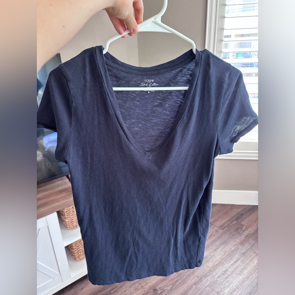 J. Crew Short Sleeve V-Neck Tee in Navy